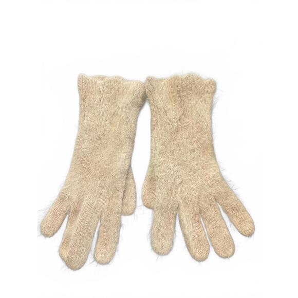Accessories - Vintage Angora/Wool Beige Gloves/Ruffle detail for Women